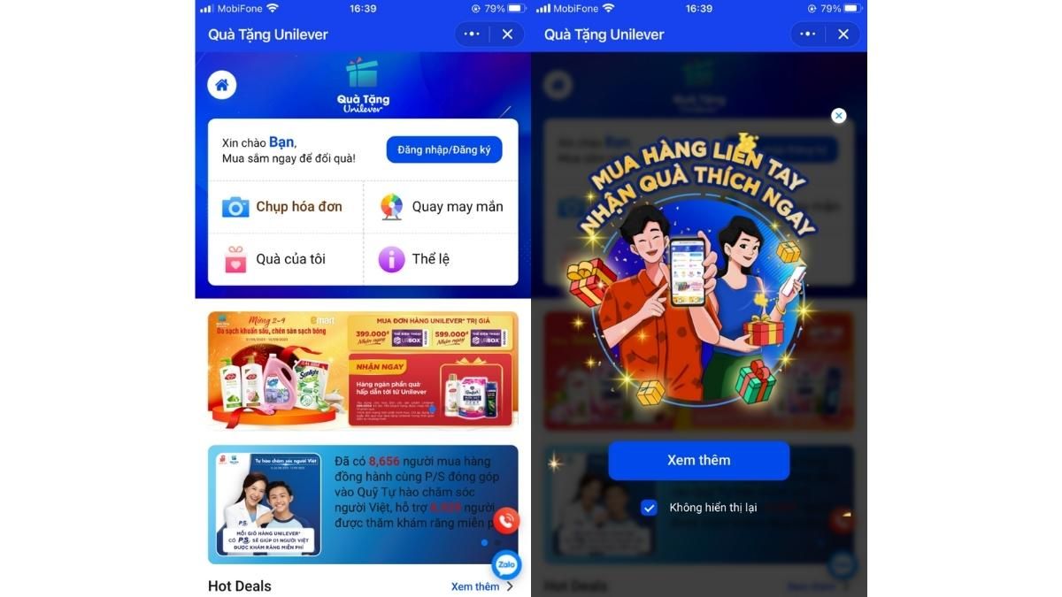 Chương trình khuyến mãi & Tích điểm của Mini App Unilever