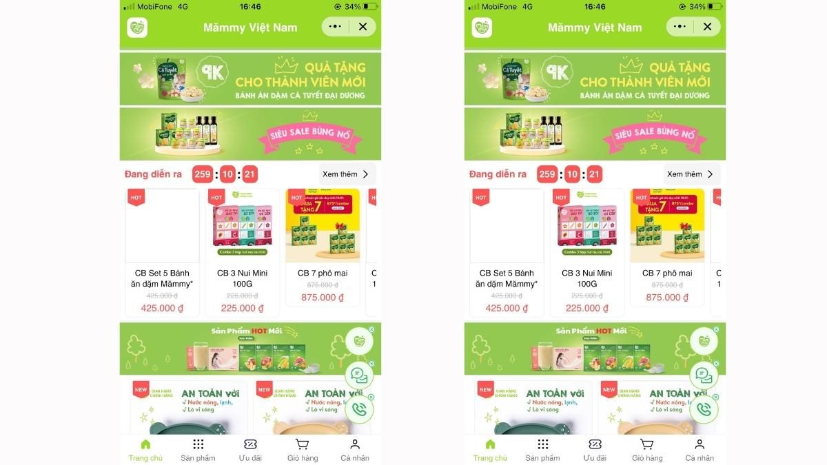 Mini App Ecommerce Giao diện trực quan