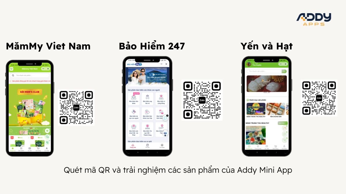 sản phẩm của addy mini app